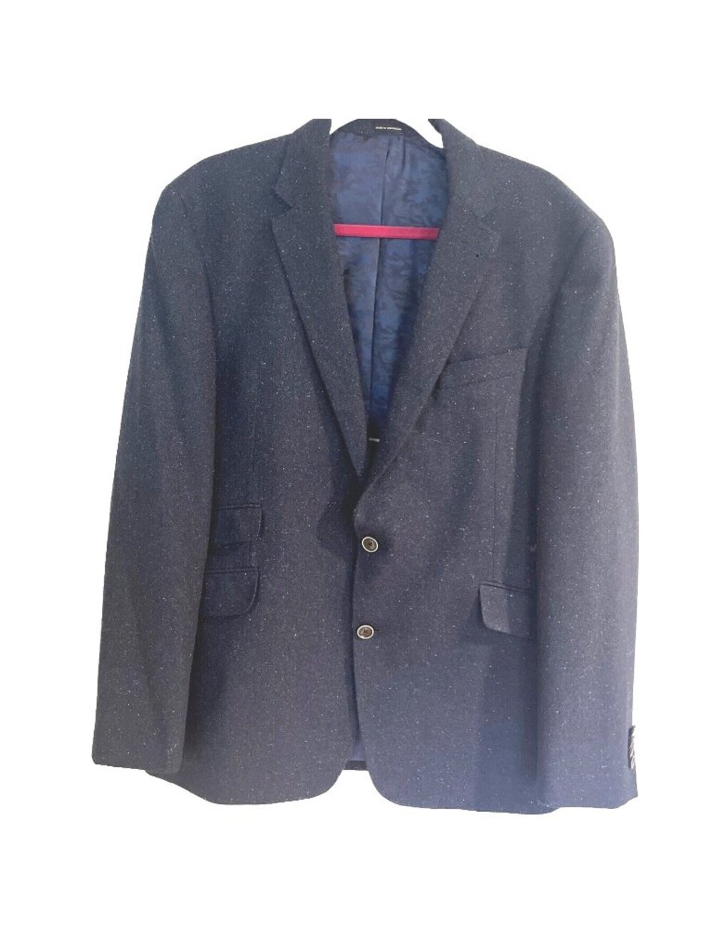 Joseph Abboud 42L Wool Navy Sport Coat Blazer Jacket Solid With Fleck Of White
